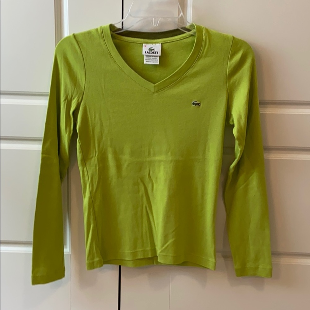 Lacoste lime green long sleeve tee